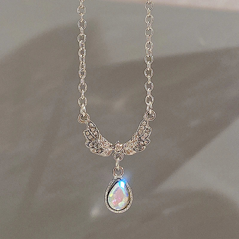 Fashion Pink Crystal Heart Bow Tie Pendant Necklace. Silver Color Chain.  Necklace for Women on Valentines for Aesthetic Jewelry