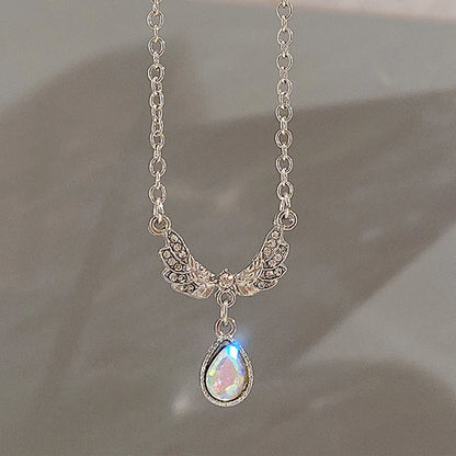 Fashion Pink Crystal Heart Bow Tie Pendant Necklace. Silver Color Chain.  Necklace for Women on Valentines for Aesthetic Jewelry