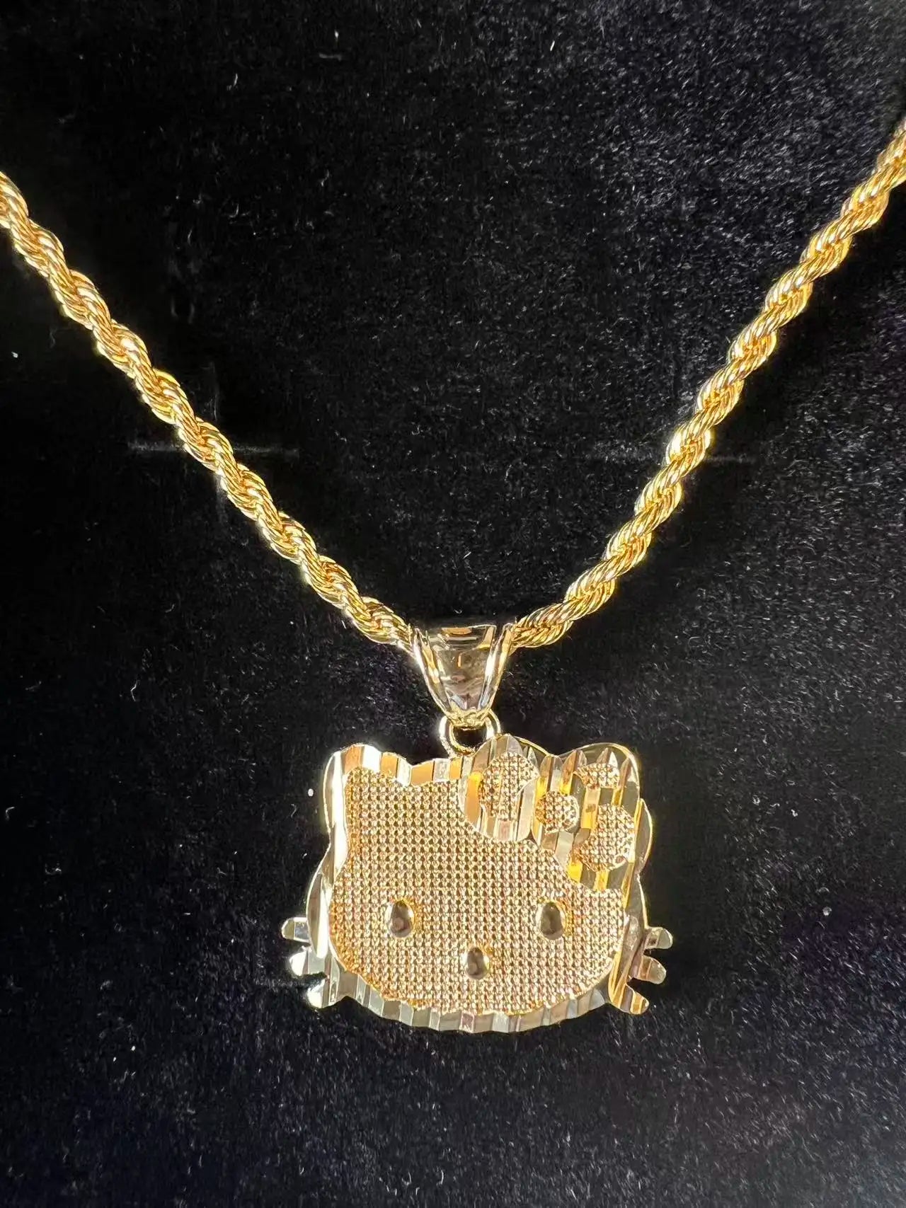 18K Gold Filled Rope Chain Necklace Nugget Heart Pendant