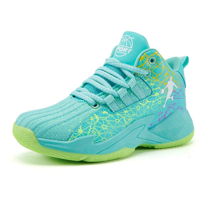 Children‘s Basketball Shoes, Non-slip, Breathable Basketball Training Sneakers,  Lace-up Boys Girls Basketball  Athletic Shoes