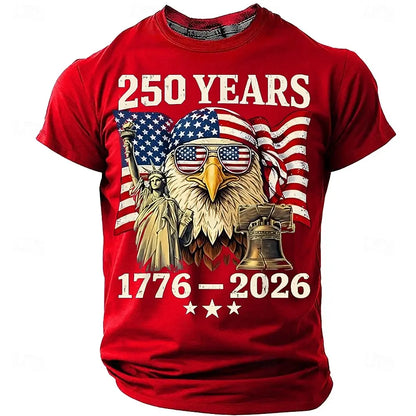 America 250th Birthday Eagle Flag 250 Years 1776-2026,  PRINTED Unisex Men's  and Womens T-Shirt, Casual  Vintage -style Clothing