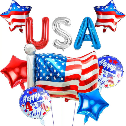 American Flag Balloons Set,  Patriotic Days Foil Balloons For USA Theme Party Decoration, Patriotic Balloons