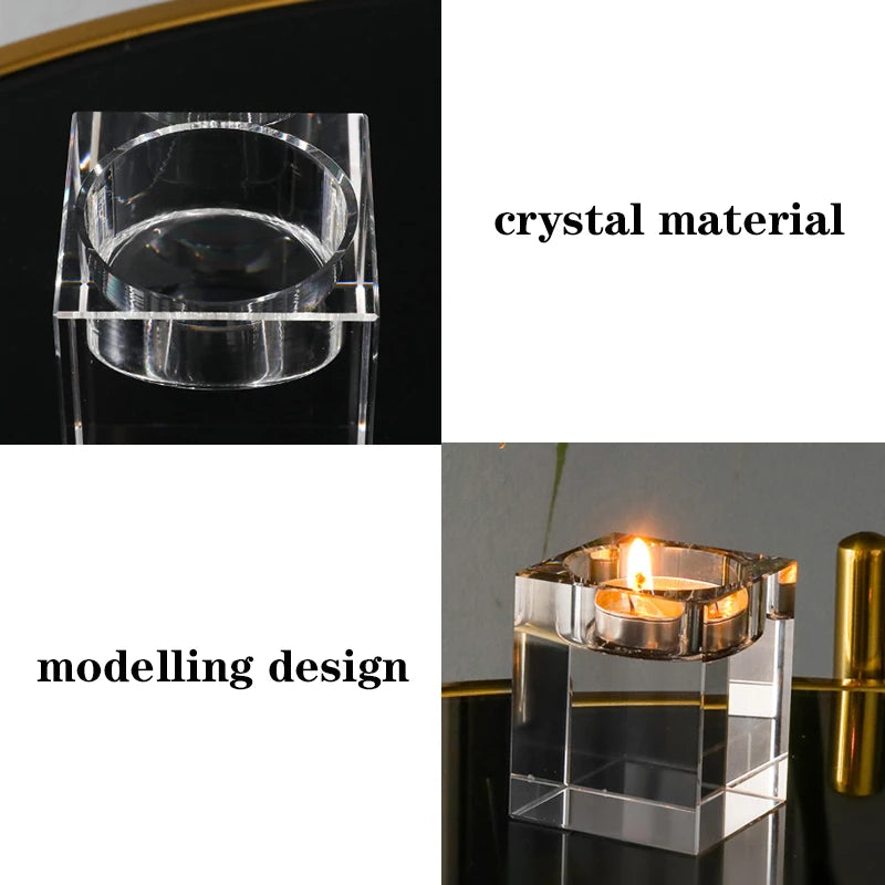 Crystal Glass Candle Holder for   Creative Dining, Home Wedding,   Table Decorations, Party, Desktop, Modern Romantic Candle