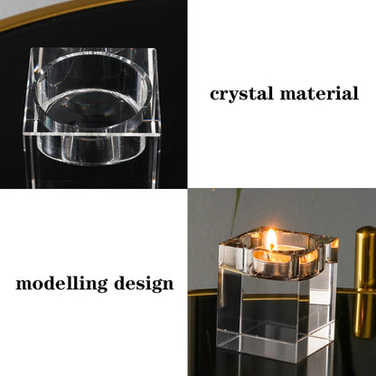 Crystal Glass Candle Holder for   Creative Dining, Home Wedding,   Table Decorations, Party, Desktop, Modern Romantic Candle
