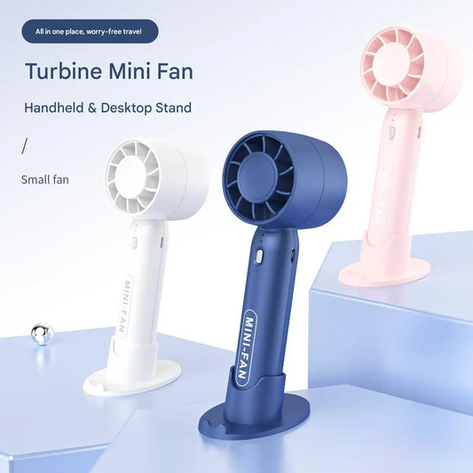 Turbo handheld small fan  for USB charging., BLUE is most available but all are stocked.   Mini outdoor portable,  lightweight desktop stand with long-lasting battery life