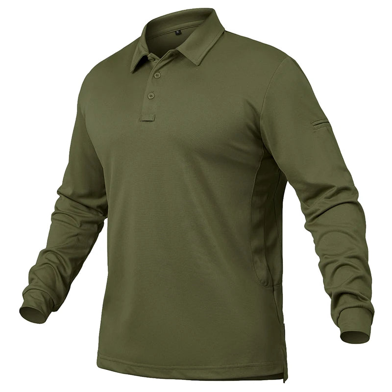 Men's Performance Long Sleeve POLO  Shirt.  No Shrinking,   Lightweight,   Breathable, Outdoor Polo Shirts  with UPF50+ Pique Jersey Golf Shirt.  NOT much stock left but you might be lucky. 6 colors to pick from so worth a lo