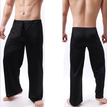 Ice Silk Mens Pajama Pants.  Thin,  Long Pants,  See Through Sleeping Pants.