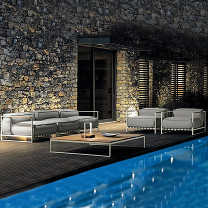 Metal Balcony Furniture Set, Mediterranean Luxury Home, Leisure Terrace Furniture with Cushions for Garden.  Availability From Army Green, Less BLACK, even LESS Blue. Not much time left on this outdoor grouping