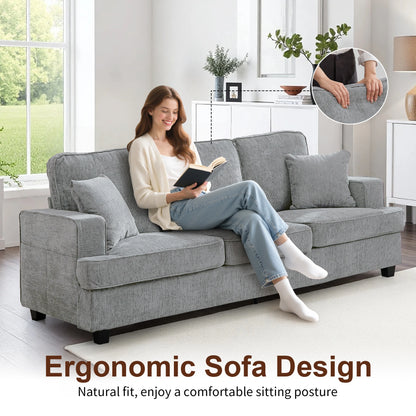 Sofa for Living Room, 89 inch Cloud Sofa in Chenile with Extra Comfy Soft Seats, Modern 3 Seater Sofas for Bedroom