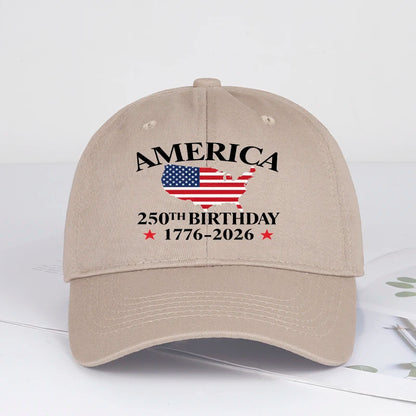 America 250th Anniversary 1776-2026 USA Flag,  Map Printed Baseball Cap,  Adjustable Patriotic Hat for 4th of July Events