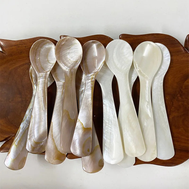 9-13CM Natural Shell for Ice Cream, Coffee, Caviar Spoon.  Mother of Pearl Seashells.  Stirring Spoons  for dessert coffe