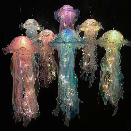 DIY Jellyfish Lantern Under The Sea Colorful Jellyfish Lamp for kids Bedroom  or entertaining for Parties or holidays. Mermaid Theme Lamp for  Party Decor