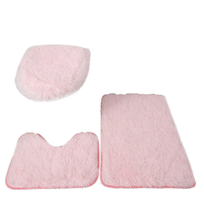3pc Bathroom Set Rug,  Mat , Toilet Lid Cover   .Plain Solid Color Bathmats 
Kit Non-Slip Fluffy Home Carpets