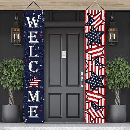 Independence Day  Memorial Day, Vetereans Day, Hanging Flag Banner , Outdoor/ Indoor  Patriotic Decor Family Party, Porch, Yard,  Garden,  Red White Blue USA Flag Decorations