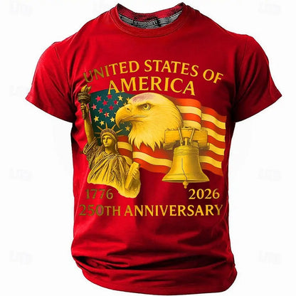 America 250th Birthday Eagle Flag 250 Years 1776-2026,  PRINTED Unisex Men's  and Womens T-Shirt, Casual  Vintage -style Clothing