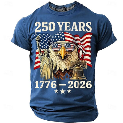 America 250th Birthday Eagle Flag 250 Years 1776-2026,  PRINTED Unisex Men's  and Womens T-Shirt, Casual  Vintage -style Clothing