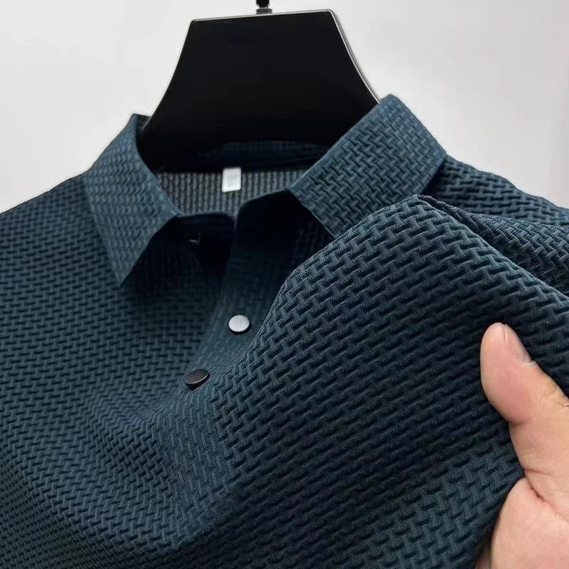 Men's Business Casual,  Short Sleeved, Bone Flower, Solid Colors.   POLO Shirt Fashion, Breathable Fabric and  comfortable Summer Versatile Top