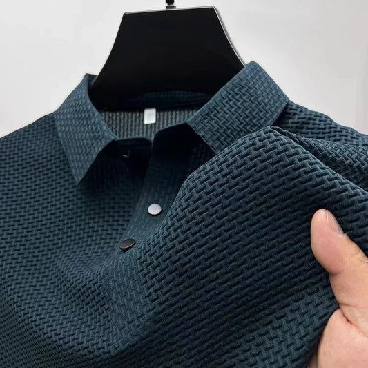 Men's Business Casual,  Short Sleeved, Bone Flower, Solid Colors.   POLO Shirt Fashion, Breathable Fabric and  comfortable Summer Versatile Top
