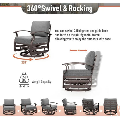 Aluminum Patio Furniture Set,  4-Seat Modern Metal Outdoor Conversation Sets w/45in Propane Fire Pit Table, Loveseat Sofa