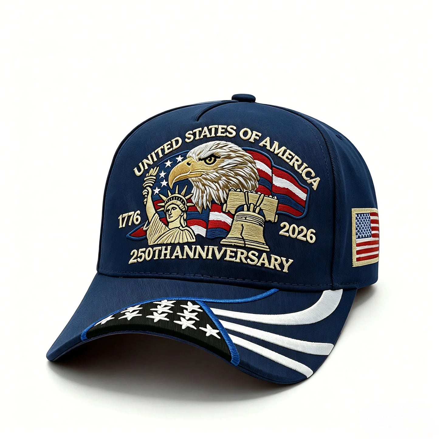 250th Anniversary USA  Hat,  Embroidered Patriotic Baseball Cap,  1776-2026 Independence Day,   Adjustable Hat for Men /Women