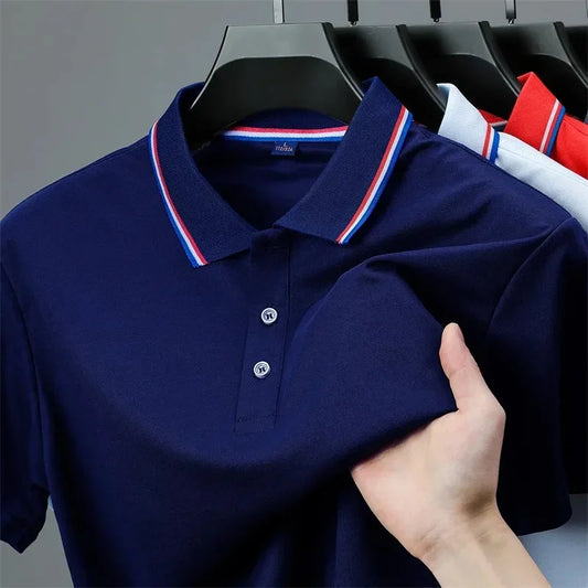Men's Casual Solid Color Short Sleeve Polo Shirt,   Summer Fashion, Comfortable and  Versatile Top for Men./Boys.    Navy and Black size XL are almost gone.  Also Navy Medium is gone.  There is a huge selection of colors that