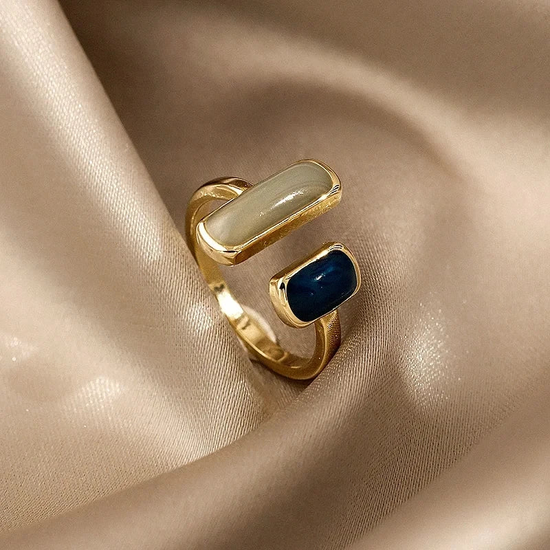 Adjustable Colorful Drip Glaze Ring  for Women to pair with a Fashion  bracelet.   Geometric Gold Colour Metal Rings for MOTHERS DAY Gift to complete the ensemble.