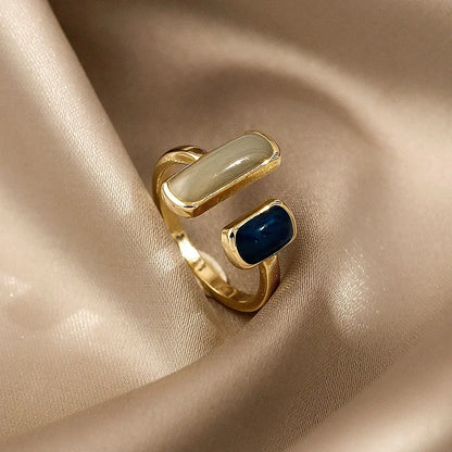 Adjustable Colorful Drip Glaze Ring  for Women to pair with a Fashion  bracelet.   Geometric Gold Colour Metal Rings for MOTHERS DAY Gift to complete the ensemble.