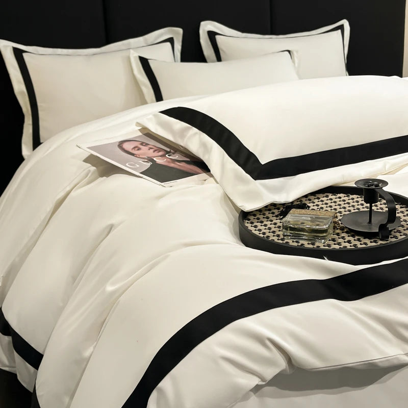 4Pcs Brushed Microfiber King / Queen / Double/ Twin.  Soft Premium Hotel Patchwork Duvet cover Flat/Fitted sheet  and 2 Pillowcases