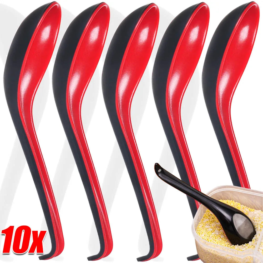 1/5/10pcs Plastic representation of traditional Porcelain Spoons for  Japanese Rice, Dumplings, Porridge,Soup.