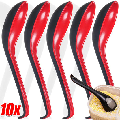 1/5/10pcs Plastic representation of traditional Porcelain Spoons for  Japanese Rice, Dumplings, Porridge,Soup.