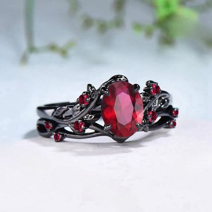 Charming Couples Rings . Romantic Womens Red Rhinestones Ring Set . Trendy Mens Stainless Steel Celtic Dragon Rings, Wedding Band Jewelry, Couples Rings, MOTHER and FATHERS DAY Gift