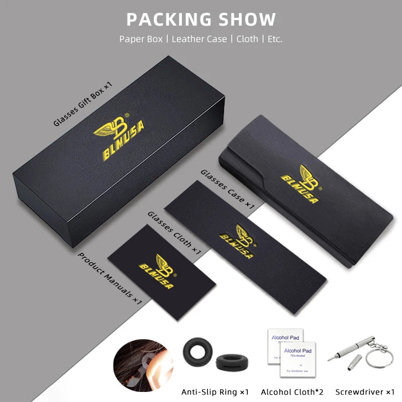 Square, Photochromic,  Blue-Light Blocking, Large Frame Eyeglasses, Reading Glasses Ladies Prescription Myopia Glasses