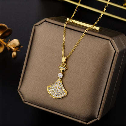 New In Light Luxury Zircon Crystal Stainless Steel Necklaces For Women. Sweet Female Clavicle Chain Jewelry.  Nice for everyday wear. Maybe nice for MOTHER/DAUGHTER Gift