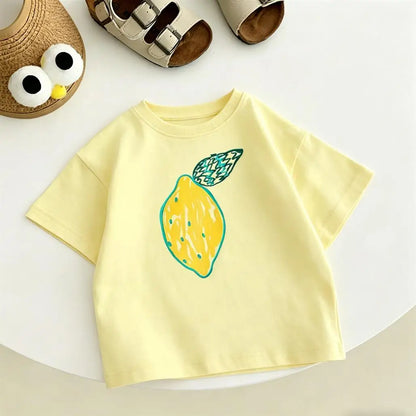 Lovely T-Shirt  for Children,  New Fashion Casual Clothes Printed Short-sleeved Tops Thin Round Neck Base Shirt For Baby Boys Girls.  LEMON YELLOW is  gone in 2 sizes.  They are 24M and 3T.  Everything else is GOOD!!!