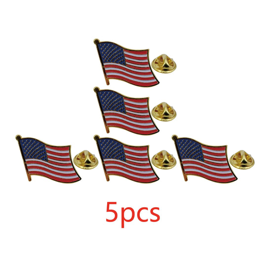 American Flag Lapel Pin, Gold  Plated Enamel Pin Waving United States FLAG.