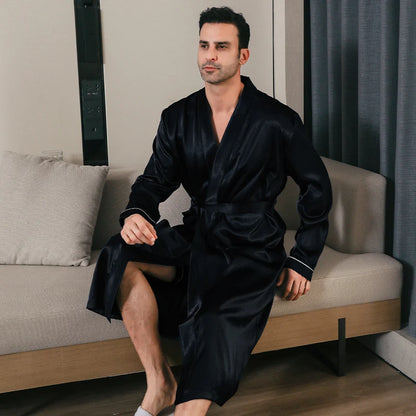 Mens spring and autumn silk /thin/ style -oversized pajamas, long sleeved bathrobes, ice silk bathrobes,  clothing  for summer