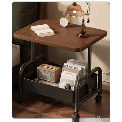 Two Tier Rolling  Bedside Nightstand Cabinet  with Storage Drawe,  Wheels, Small Space Table