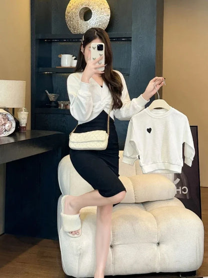 Family Clothes/ Mother Long Sleeve Dress,  Two Winter Warm Pieces for Daughter,  Tops+sling Outfit Father, Son,  Kids,  Sweatshirts,  Baby Romper