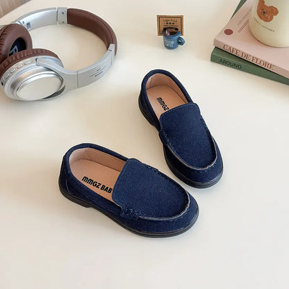 Kids Loafers,  Suede Minimalist Trendy Unisex  for Boys /Girls Leather Shoes Versatile Slip-resistant Solid Color Childrens Shoes