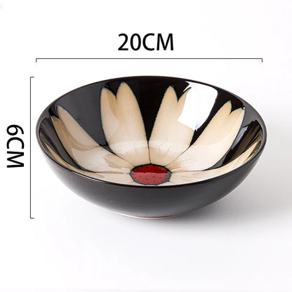 Japanese rural ceramic tableware Vine leaf soup bowl Lamian Noodles bowls Hot vegetable bowls Cover and pour rice bowl bowl set
