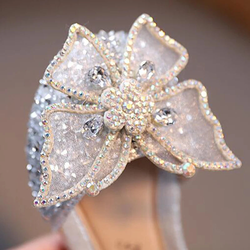 Girls  Dressy Sandals with  Sequins,  Rhinestones, Bows.   Girls Princess Shoes, Baby Girl Shoes with Flat Heel Sandals Size 21-35