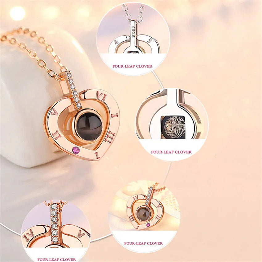 Projection Necklace 100 Languages  for I Love You. Pendant Necklaces For Lover Girlfriend, Creative, Couples Romantic Jewelry Gifts