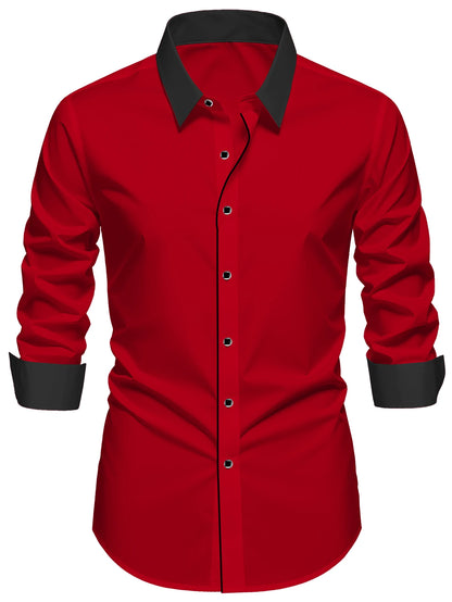 Mens Tuxedo Shirt.   Western,  Luxury,  Long Sleeve,  Smart,  Casual, Micro Elastic,  Wrinkle-free,  Business Dress Shirts