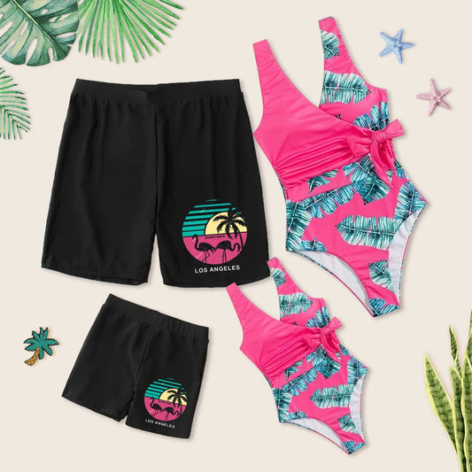 Matching  Family Outfits  for Mother And Daughter, Swimsuit Father/ Son Beach Shorts. Summer Bathing Suits