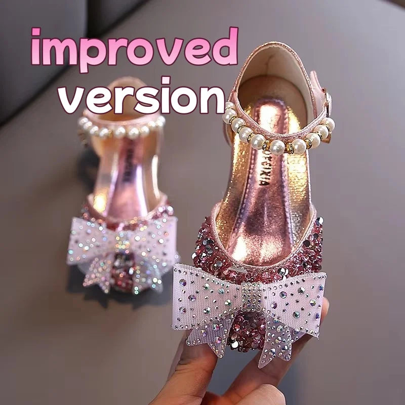 Girls  Dressy Sandals with  Sequins,  Rhinestones, Bows.   Girls Princess Shoes, Baby Girl Shoes with Flat Heel Sandals Size 21-35