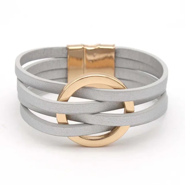 Leather Bracelets For Women, Fashion Bracelets & Bangles , Elegant Multilayer Wide Wrap Bracelet. Jewelry Gift.  All Colors Available except Lt. GRAY and AQUA
