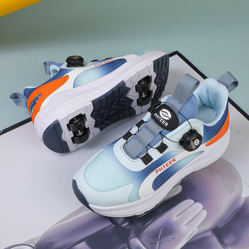Kids Two- Wheel Roller Skating Shoes With Light Magic Stick.   Walking Shoes  with Detachable Wheels.   Roller Skate Shoes For Teenagers