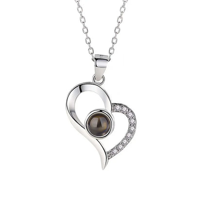Love Heart Necklace  IN 100 Languages FOR  " I Love You".   Projection Pendant Jewelry For Mom Girlfriend Birthday Christmas Romantic Gifts