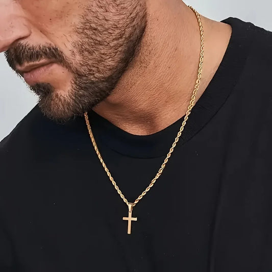 Stainless Steel "Cross " Pendant Necklace for Men /Women.   Minimalist Gold Color Jewelry.   Male /Female Necklaces Chokers for Gifts