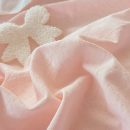 3 Piece Sheet Set  pink bowknot embroidery Quilt Set ， comfortable embroidery  Bedding Set Bedspread for All Season